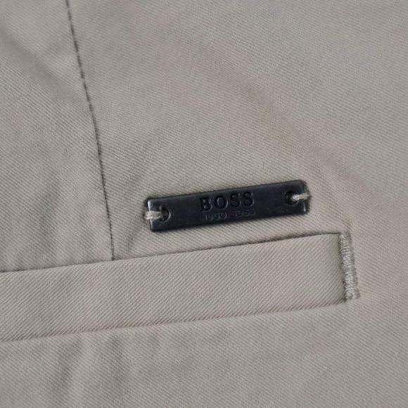 BOSS Mens Casual Chino Pants Khaki Zip Pocket Straight Leg Trousers Size 36*30 - Picture 6 of 9